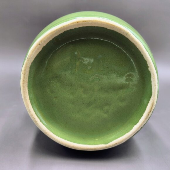 Hull Pottery Avocado Green Drip Glaze Creamer Sugar Bowl w/Lid Set MCM 1960s - Picture 6 of 11